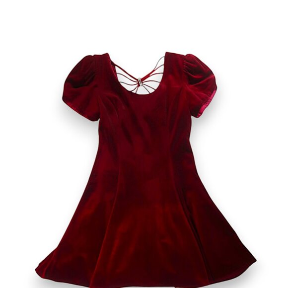 ❤️ Vintage Red Velvet Skater Dress ❤️ - Picture 4 of 13